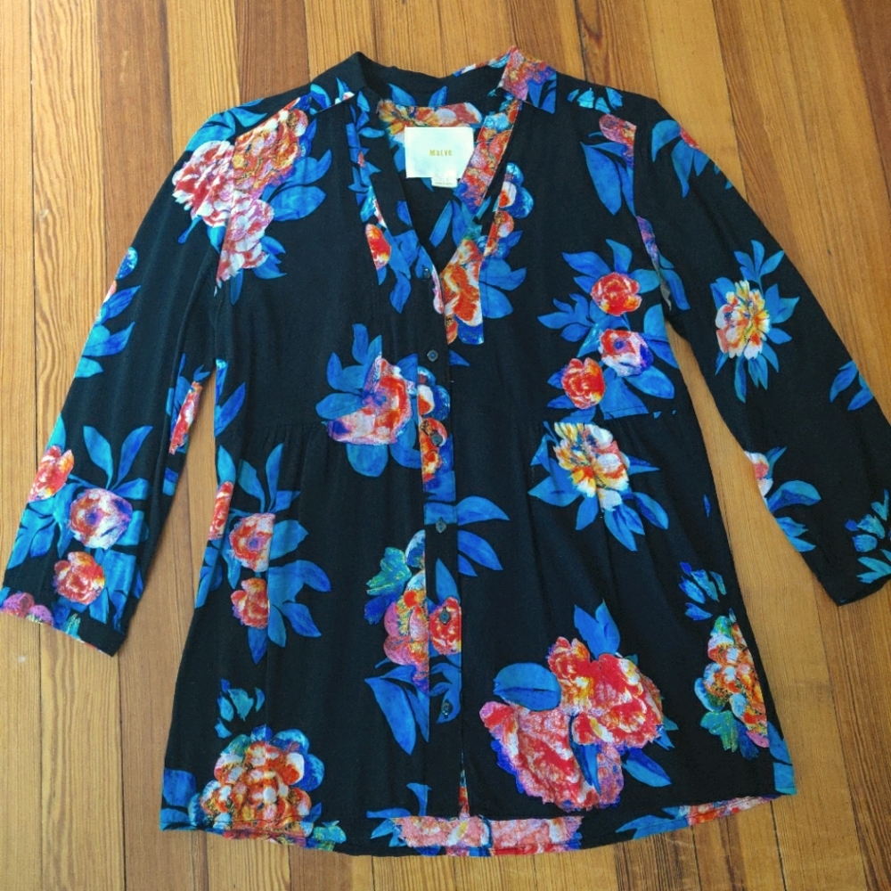 Anthropologie Maeve Woodland Walk floral blouse